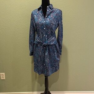 Blue Paisley Shirt Dress
